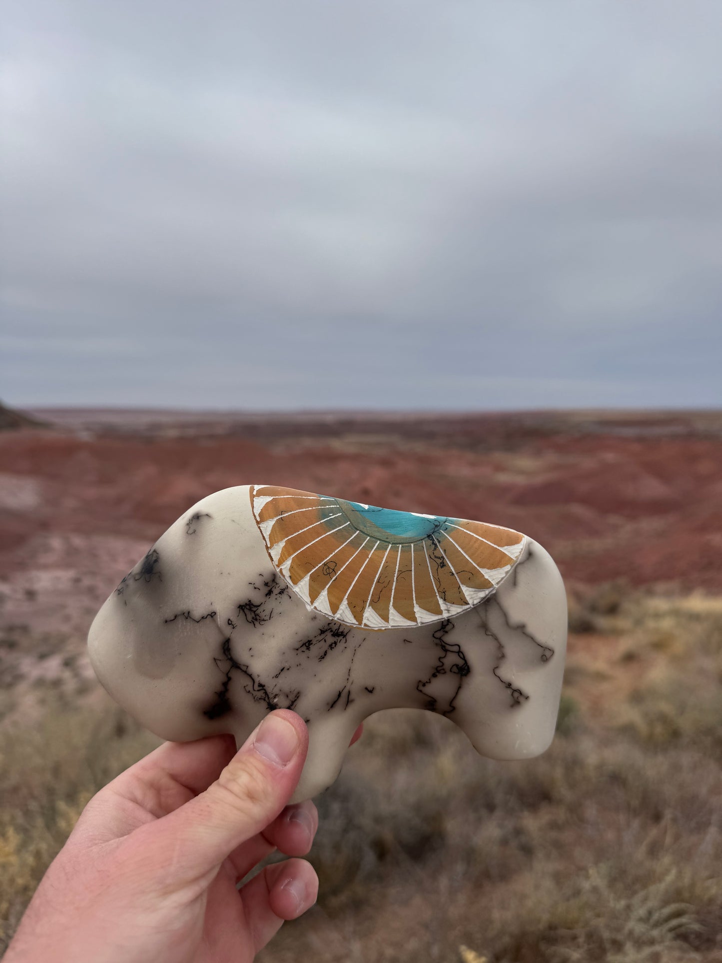 Bison Poterie Navajo authentique provenant de Gallup (Nouveau-Mexique)