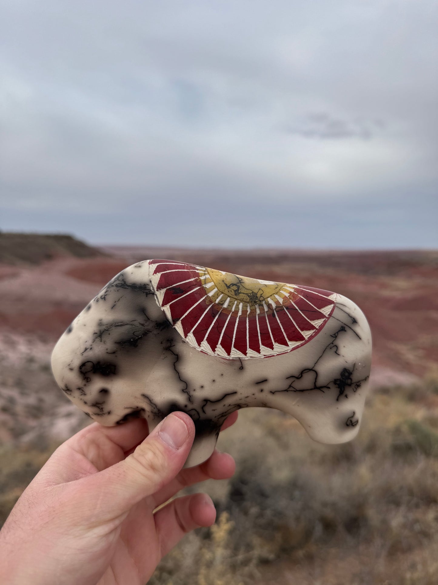 Bison Poterie Navajo authentique provenant de Gallup (Nouveau-Mexique)