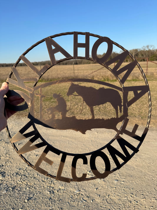 Plaque en métal Welcome (45 cm)